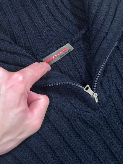 1999 Prada Linea Rossa Ribbed 1/4 Zip Knit Jumper (L)