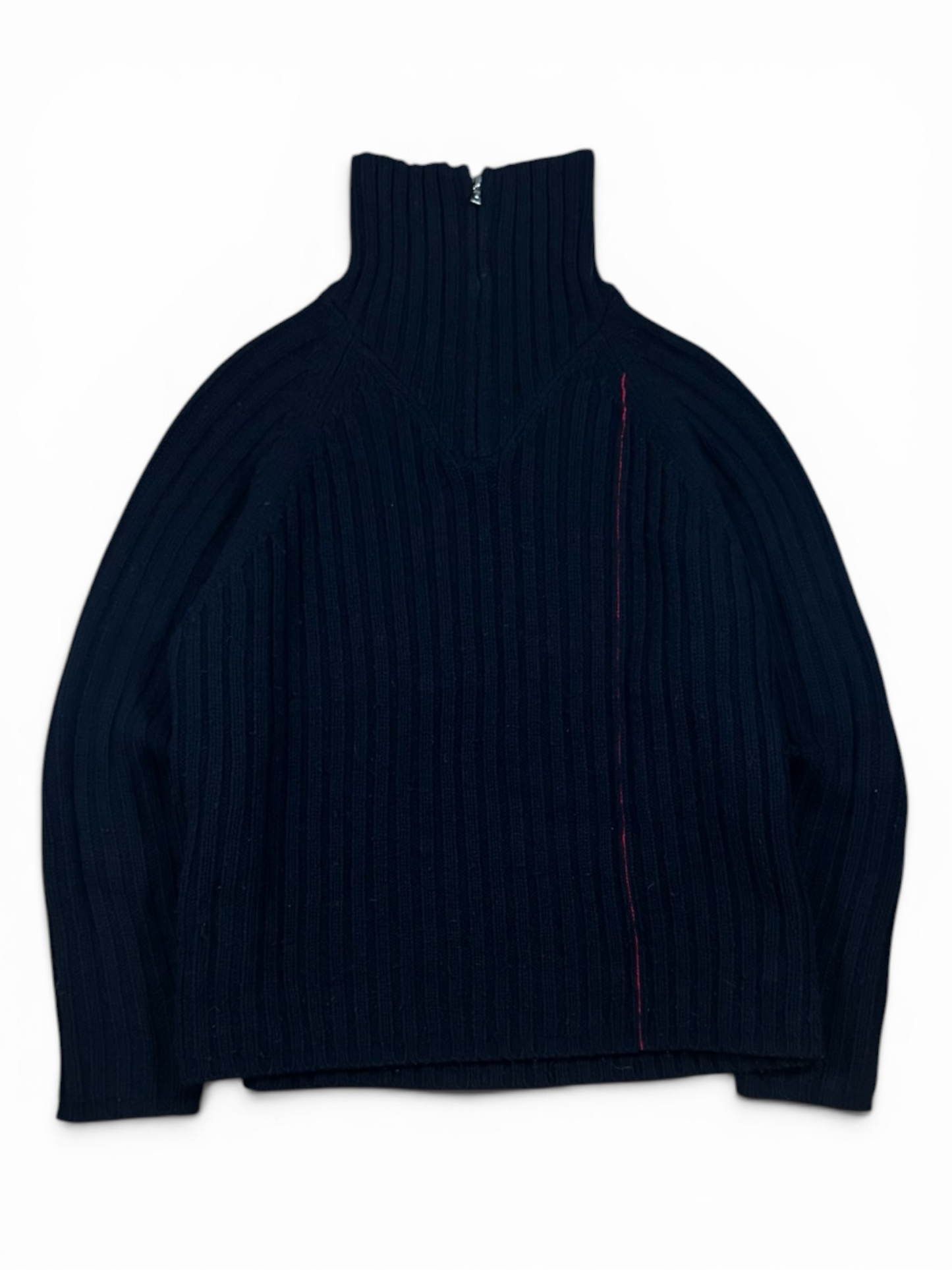 1999 Prada Linea Rossa Ribbed 1/4 Zip Knit Jumper (L)